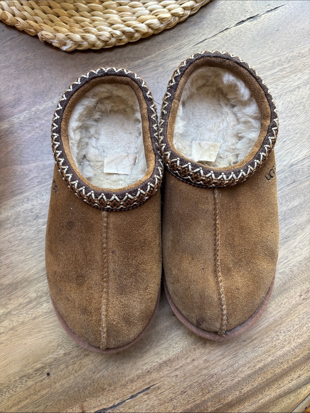 UGG Men's Chestnut Suede Shearling-Lined Slip-On Clogs